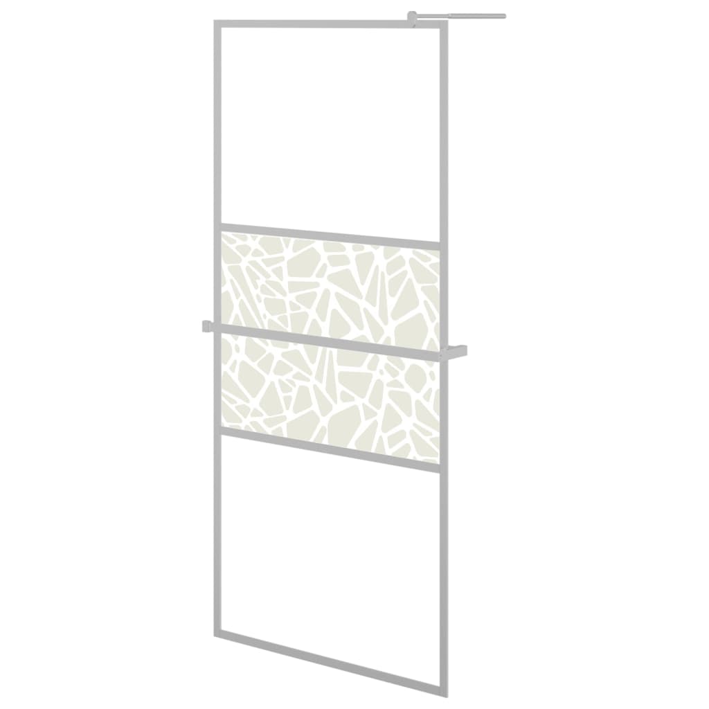 Vidaxl Walk-in-in tuš stena s polico 80x195 cm esg-Glas aluminijev krom