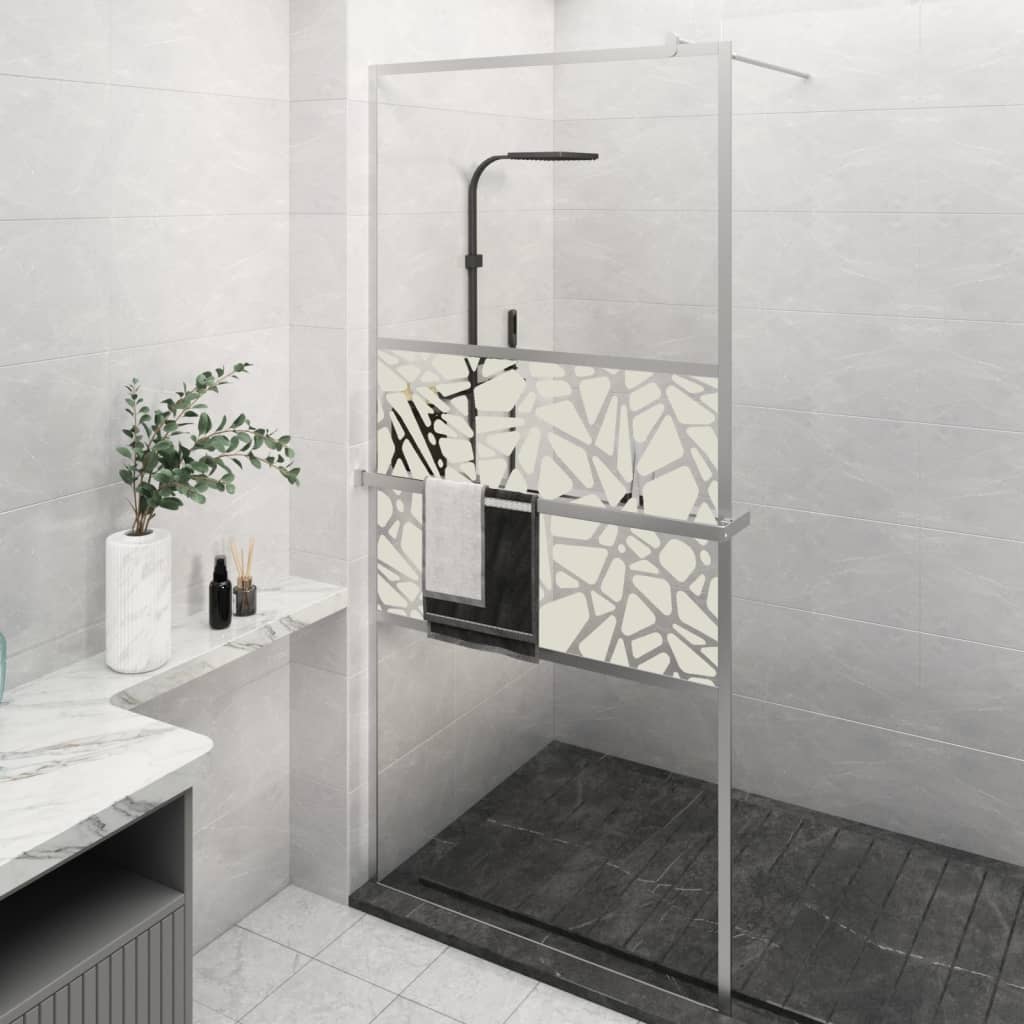 Vidaxl Walk-in-in tuš stena s polico 80x195 cm esg-Glas aluminijev krom