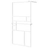 Vidaxl Walk-in-in tuš stena s polico 115x195 cm esg-Glas aluminijast bela