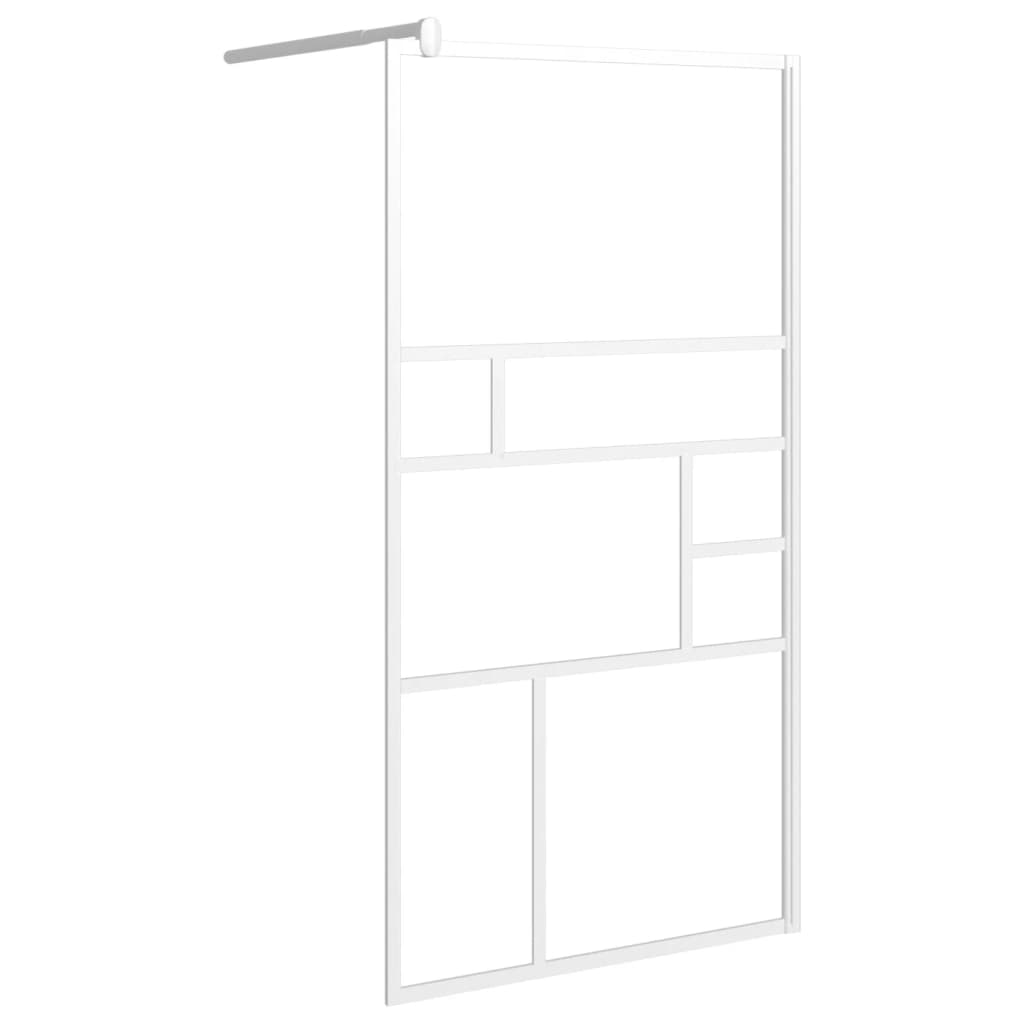 Vidaxl Walk-in-in tuš stena s polico 115x195 cm esg-Glas aluminijast bela