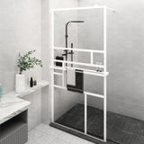 Vidaxl Walk-in-in tuš stena s polico 115x195 cm esg-Glas aluminijast bela