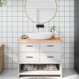 Vidaxl WashBasin Tabela 100x50x (2-6) cm, obdelana s trdnim lesom, svetlo rjava