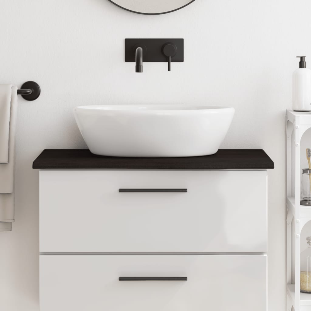 Vidaxl Wash -basin Tabell 80x30x2 cm behandlad massivt trä mörkbrunt