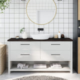 VidaXL Washbasin sheet 160x30x (2-4) cm treated solid wood dark brown