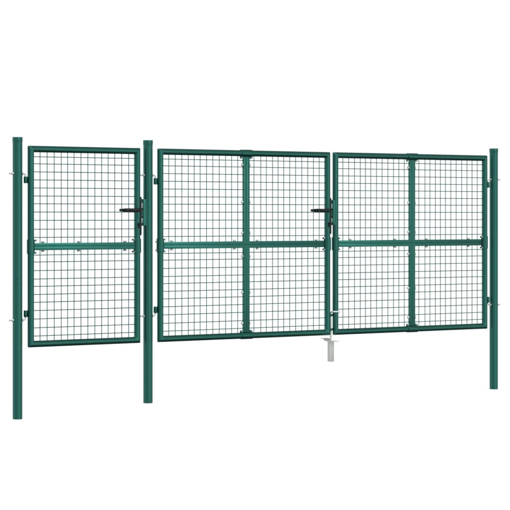 Vidaxl tuinpoort 400x175 cm a maglie e verde in acciaio zincato