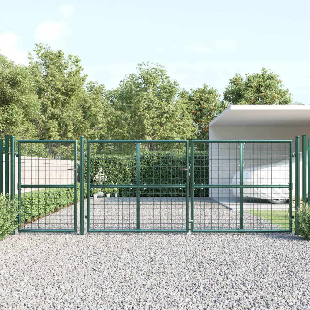 Vidaxl tuinpoort 400x175 cm a maglie e verde in acciaio zincato