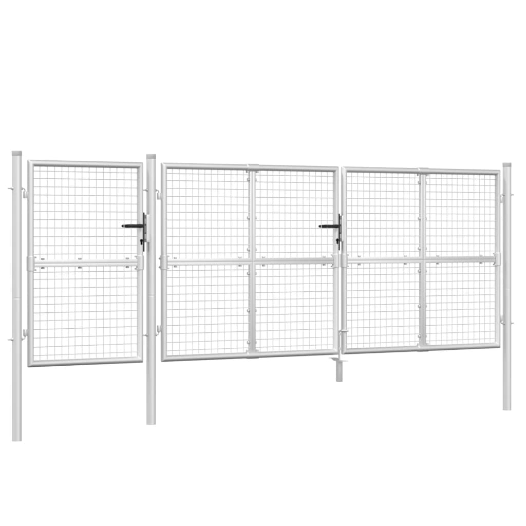 Vidaxl Tuinpoort 400x175 cm siatka i stalowy stalowy w kolorze ocynkowanym stalowym