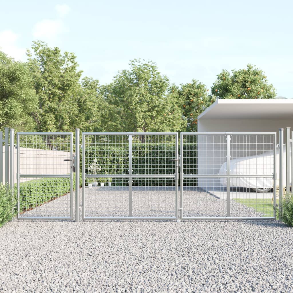 Vidaxl Tuinpoort 400x175 cm siatka i stalowy stalowy w kolorze ocynkowanym stalowym