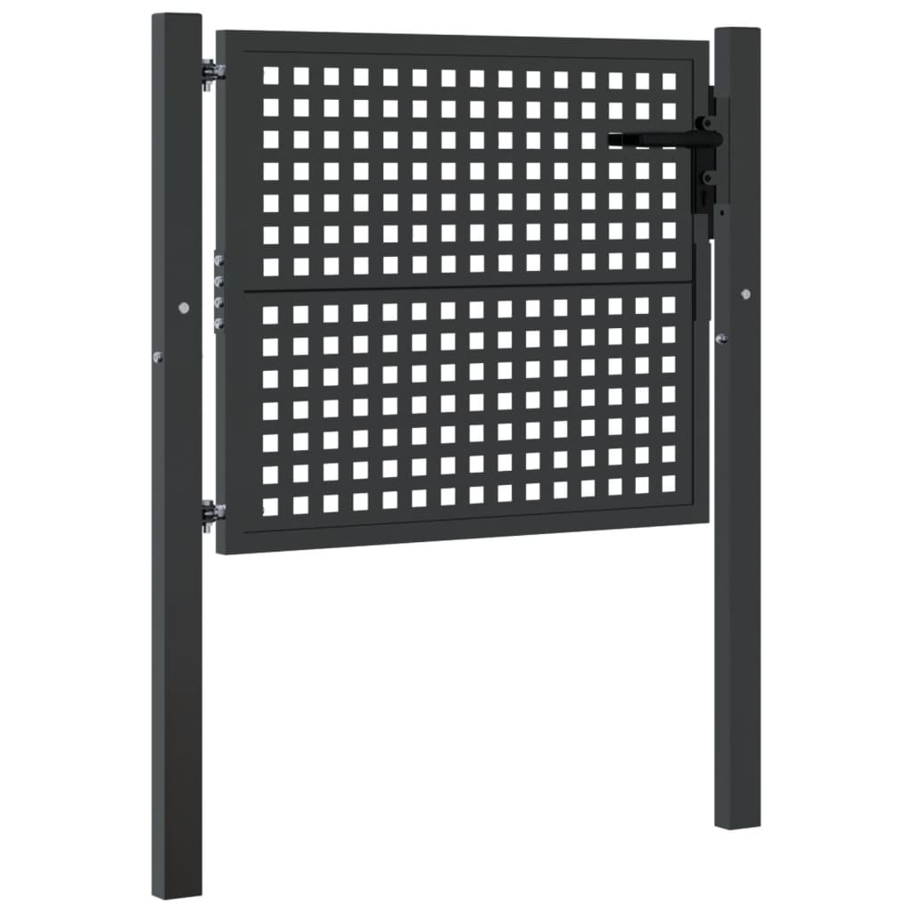 VidaXL Poort 105x125 cm staal antracietkleurig