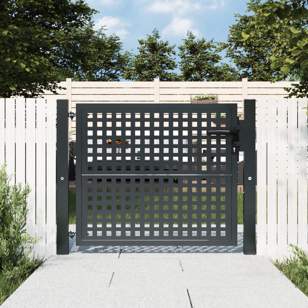 VidaXL Poort 105x125 cm staal antracietkleurig