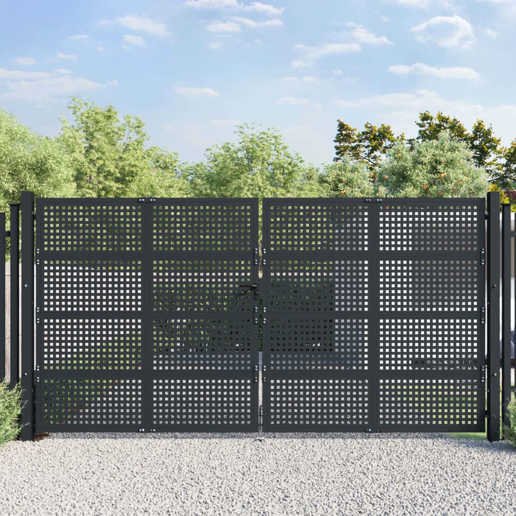 VidaXL Poort 400x250 cm staal antracietkleurig