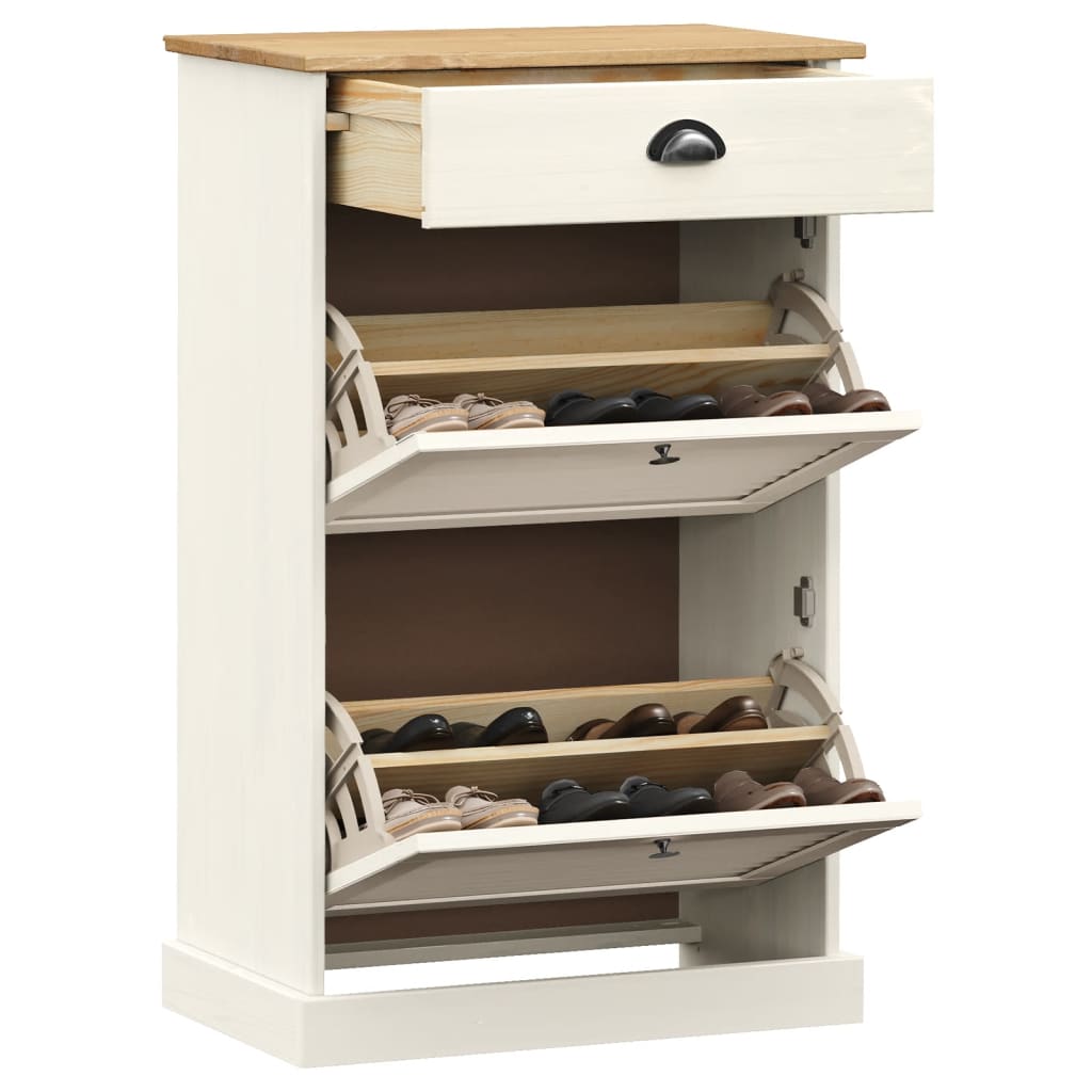 Gabinete de zapatos Vidaxl Vigo 60x35x96 cm de pino sólido blanco