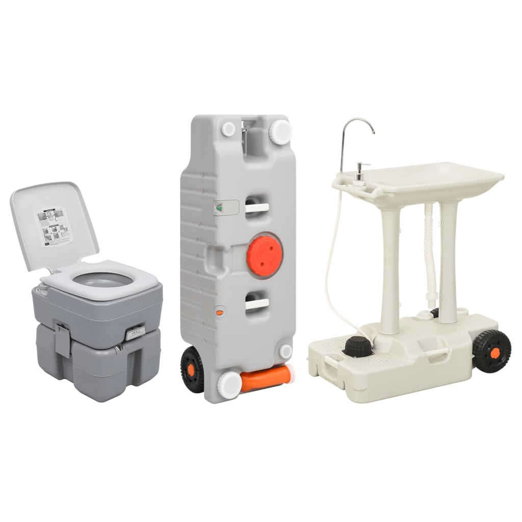 Inodoro de campamento Vidaxl y lavabo con tanque de agua