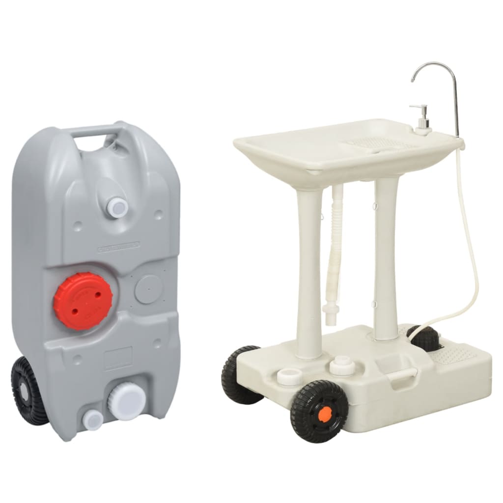 Vidaxl camping wax with water tank on wheels Gray