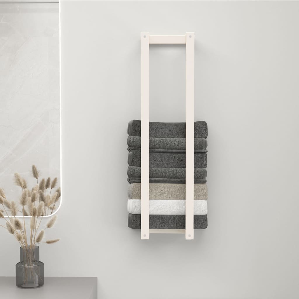 Vidaxl håndklæde rack 23x18x90 cm fast fyrretræ hvid