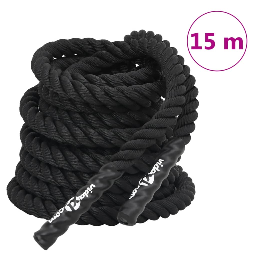 Vidaxl Battle Rope 15 m 11 kg polyesterová černá