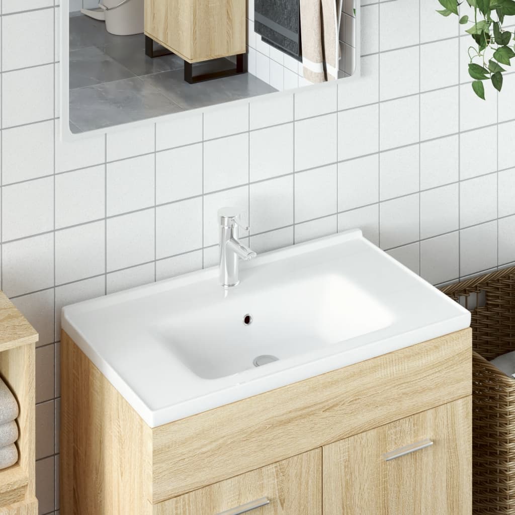 VidaXL Washbasin Rectangular 81x48x19.5 cm Ceramic White