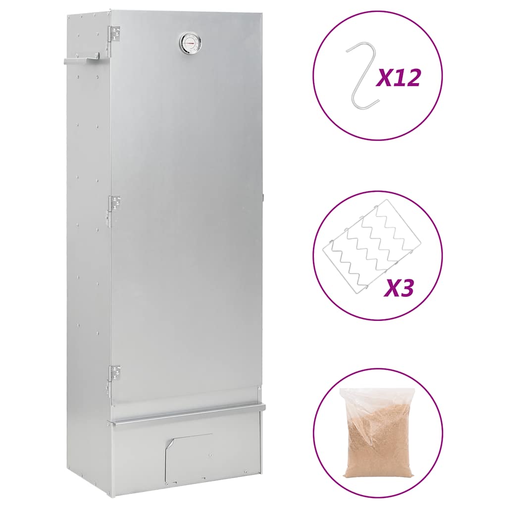 VIDAXL BBQ kajenje pečice z lesnimi čipsi 44,5x29x110 cm jeklo