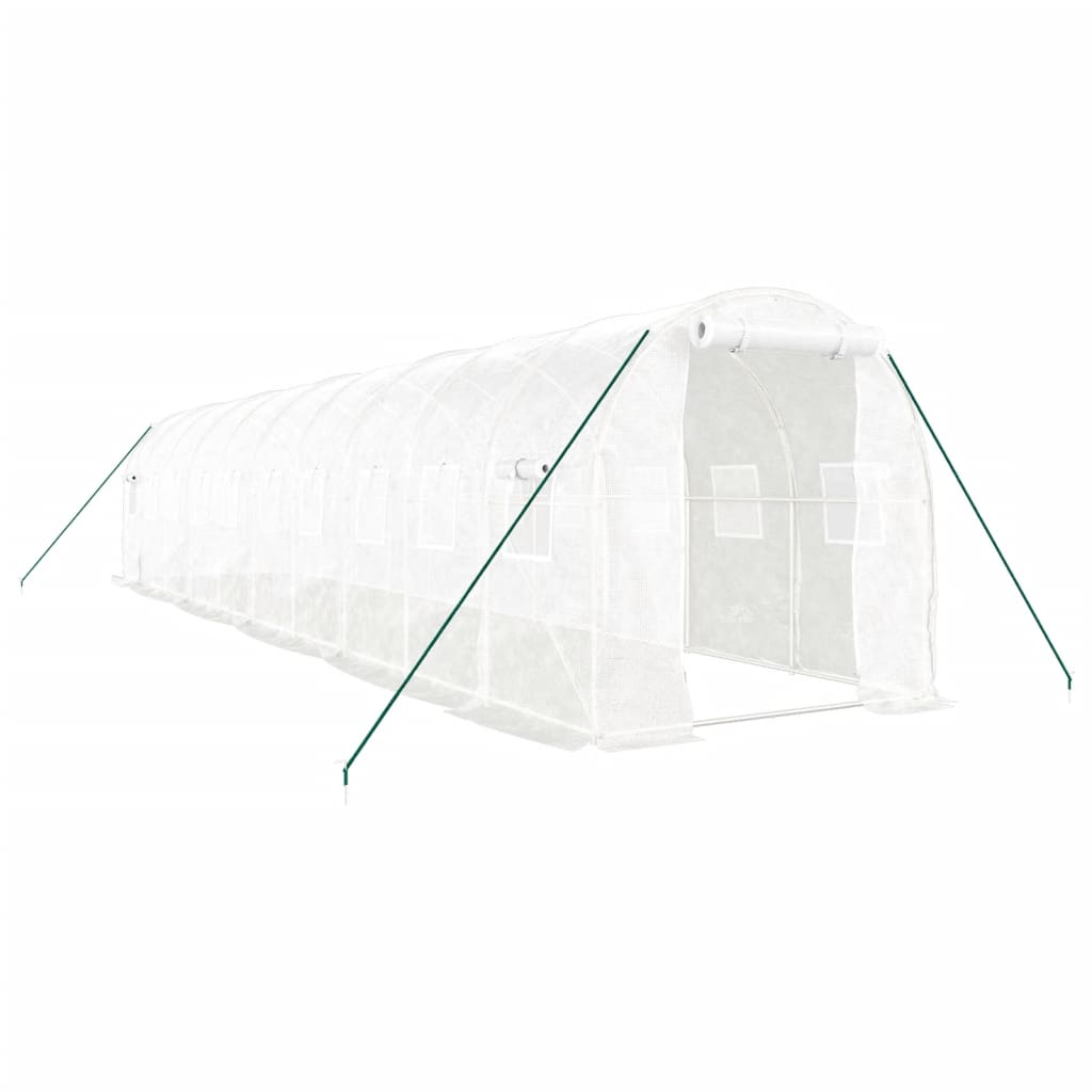 Vidaxl tuinkas z jeklenim okvirjem 20 m² 10x2x2 m bela