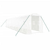 Vidaxl tuinkas z jeklenim okvirjem 20 m² 10x2x2 m bela