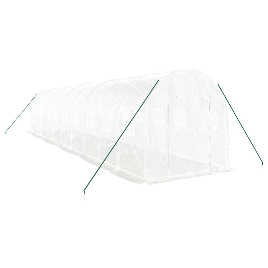 Vidaxl tuinkas z jeklenim okvirjem 20 m² 10x2x2 m bela