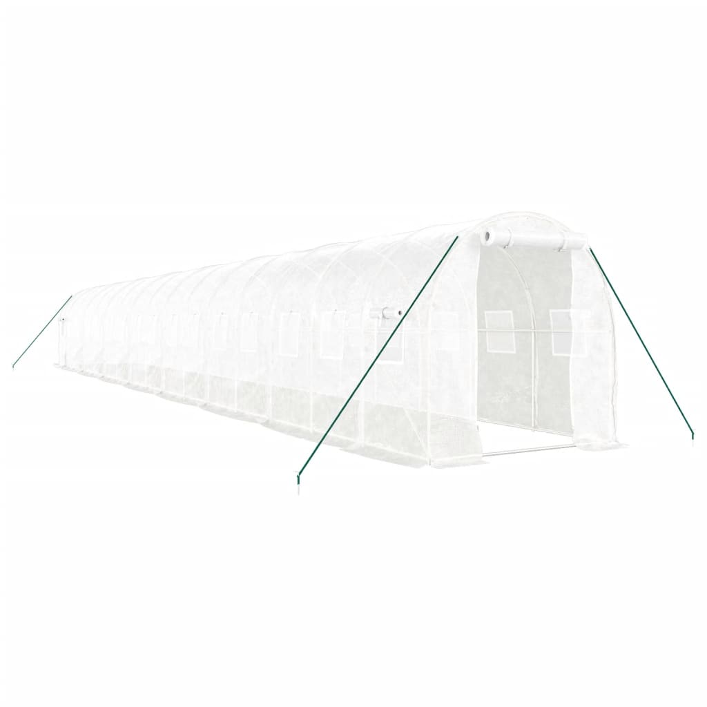 Vidaxl tuinkas z jeklenim okvirjem 32 m² 16x2x2 m bela