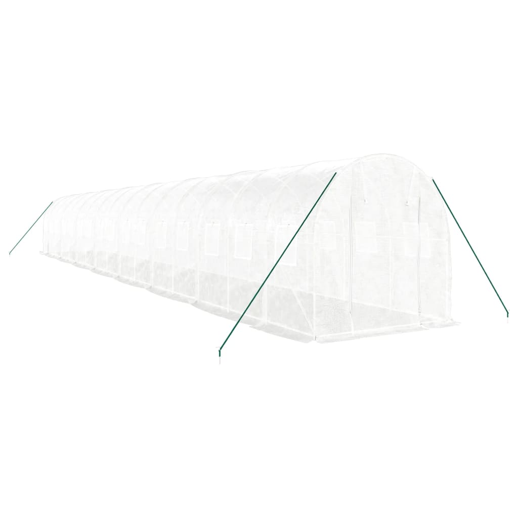 Vidaxl tuinkas z jeklenim okvirjem 32 m² 16x2x2 m bela