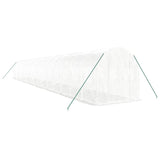 Vidaxl tuinkas z jeklenim okvirjem 32 m² 16x2x2 m bela