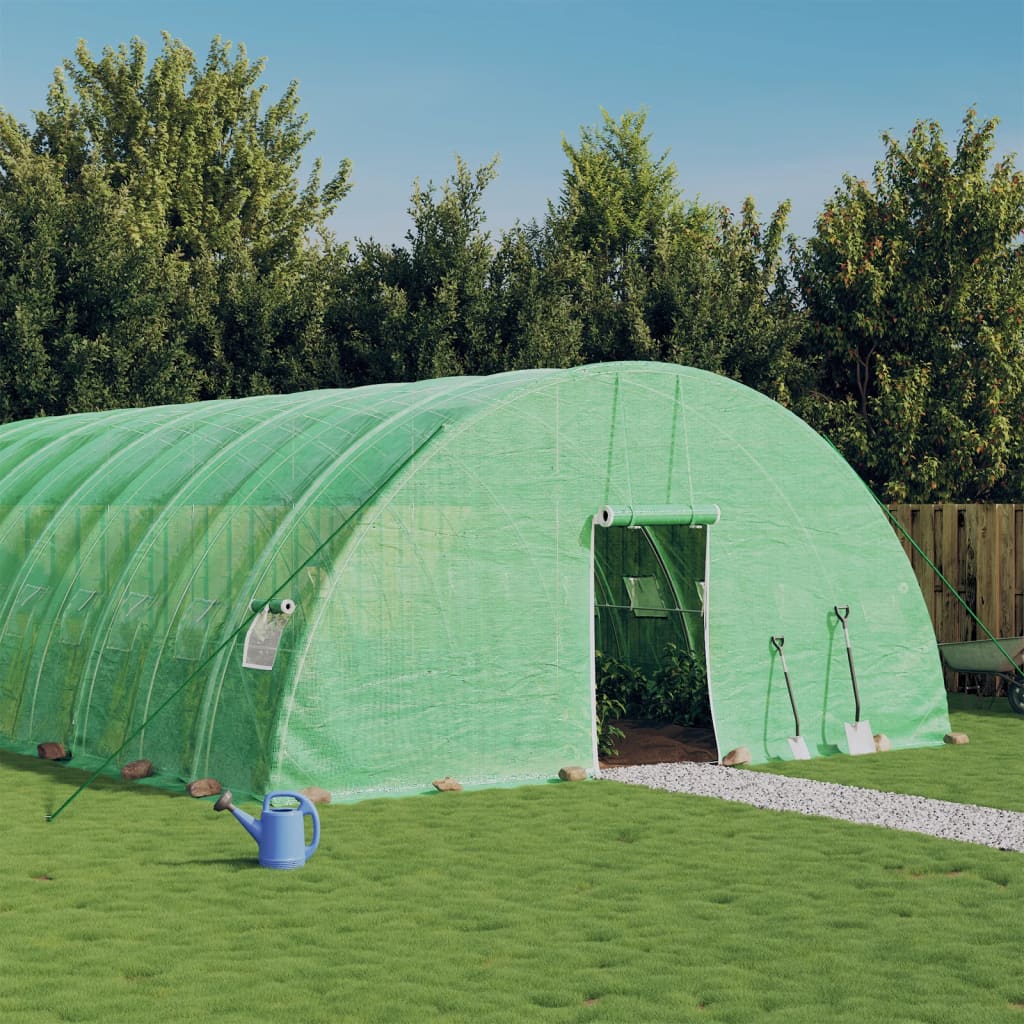 Vidaxl Tuinkas con marco de acero 48 m² 8x6x2.85 m verde