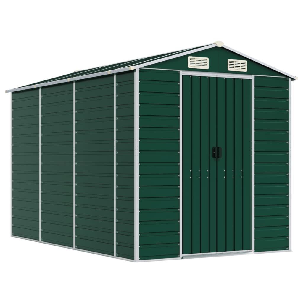 Vidaxl Garden Shed 191x300x198 cm pocinkano jekleno zeleno
