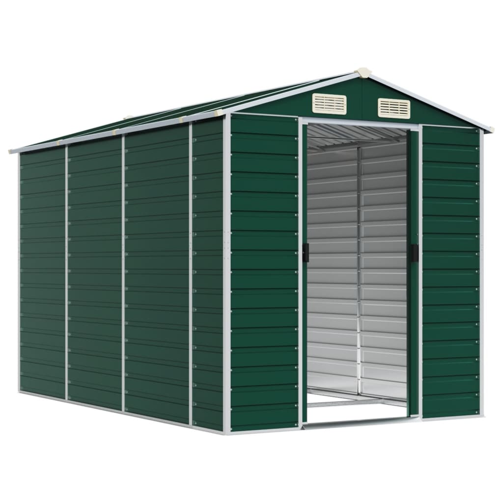 Vidaxl Garden Shed 191x300x198 cm pocinkano jekleno zeleno