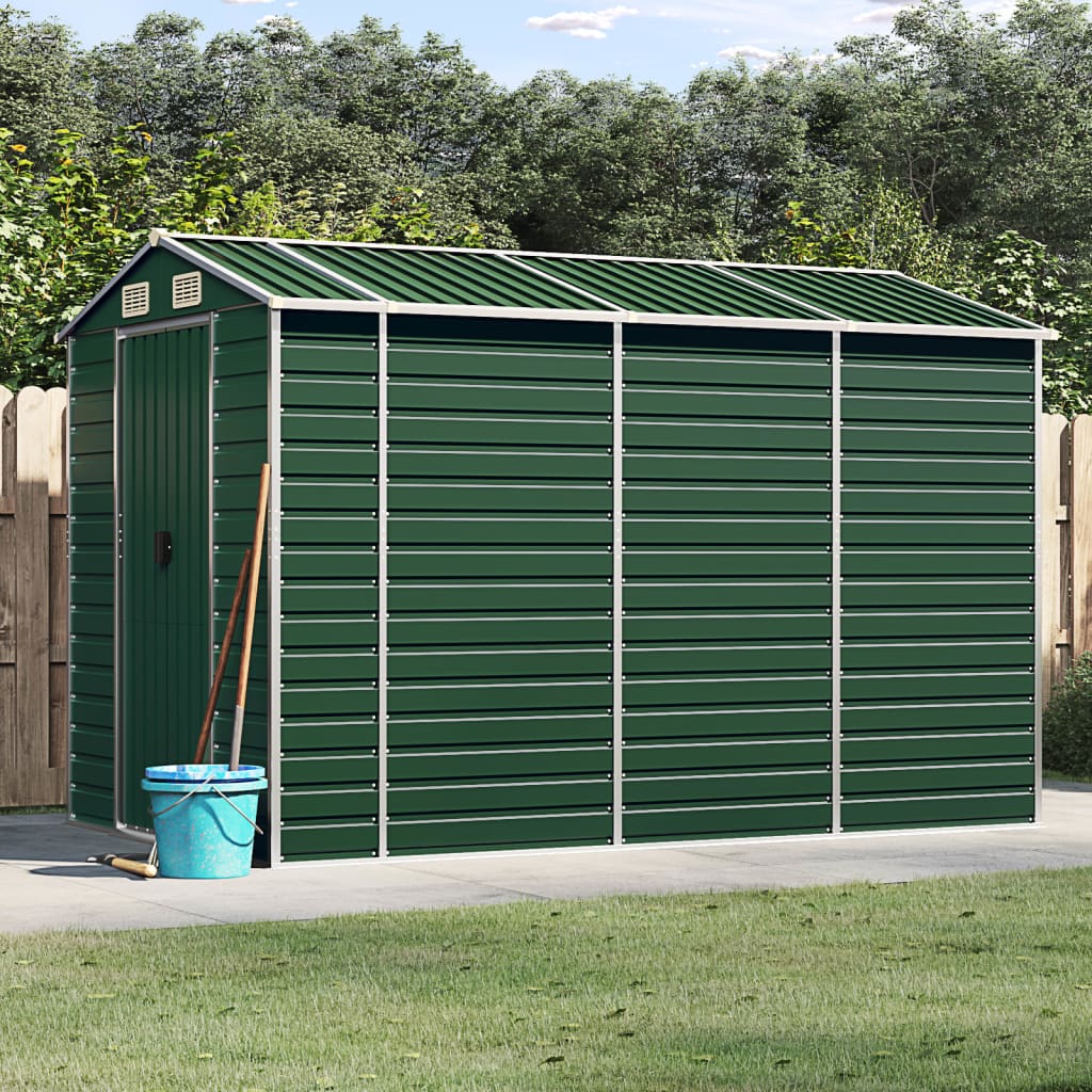 Vidaxl Garden Shed 191x300x198 cm pocinkano jekleno zeleno