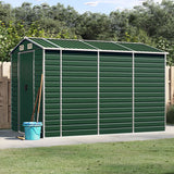 Vidaxl Garden Shed 191x300x198 cm pocinkano jekleno zeleno