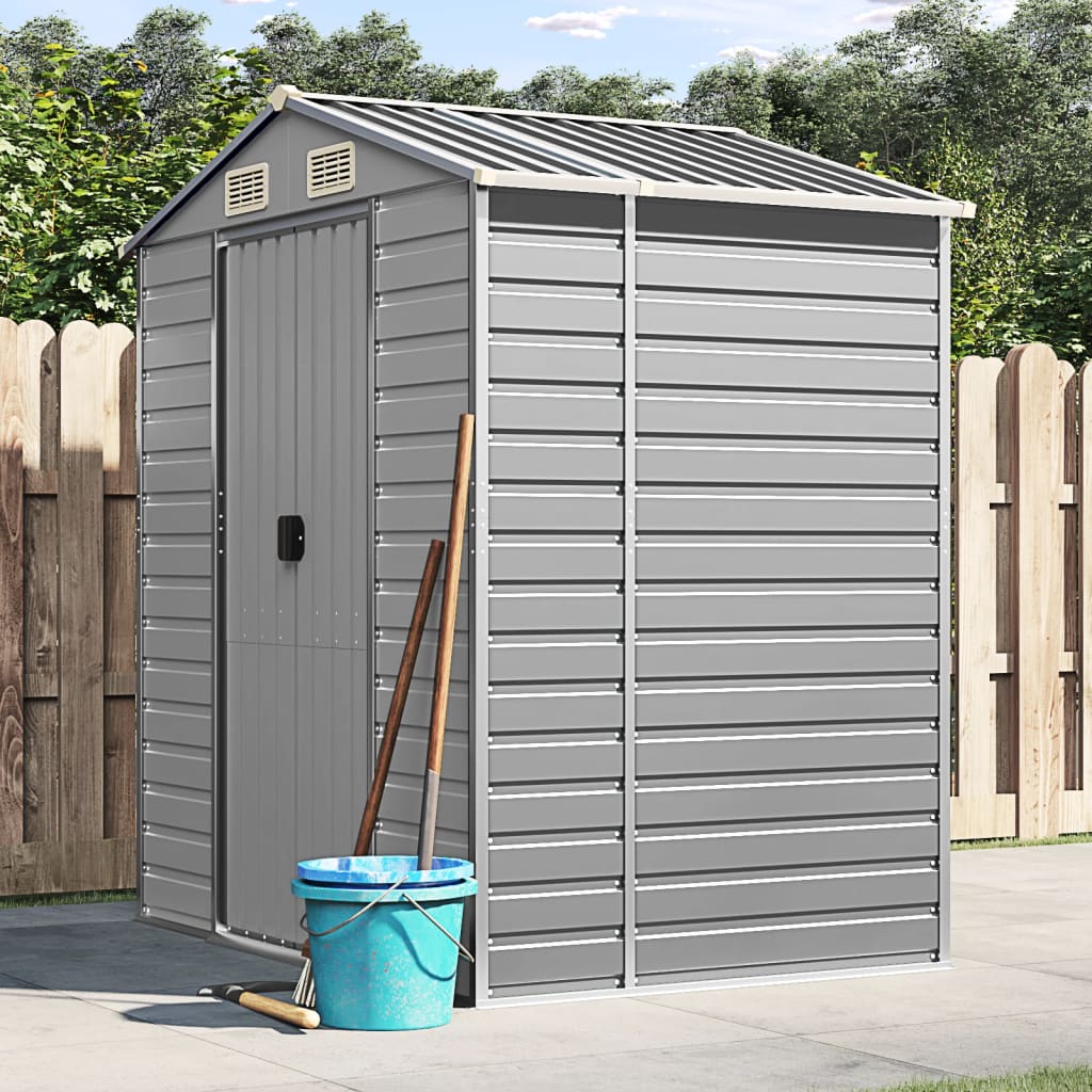 Vidaxl Garden Shed 191x130x198 cm pocinkano jekleno svetlo sivo