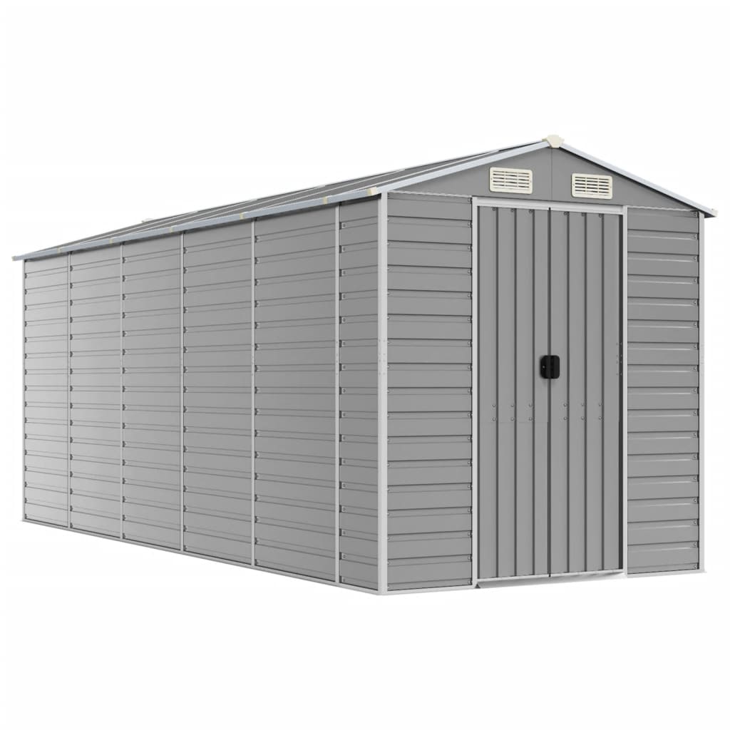 Vidaxl Garden Shed 191x470x198 cm pocinkano jekleno svetlo sivo