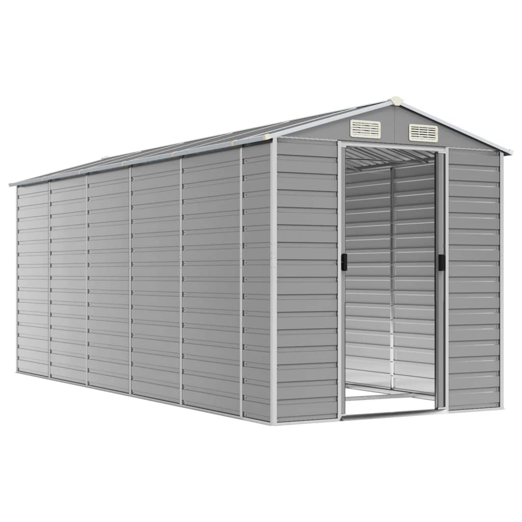 Vidaxl Garden Shed 191x470x198 cm pocinkano jekleno svetlo sivo