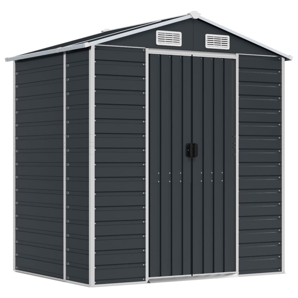 Vidaxl Garden Shed 191x130x198 cm pocinkani jekleni antracit -obarvan