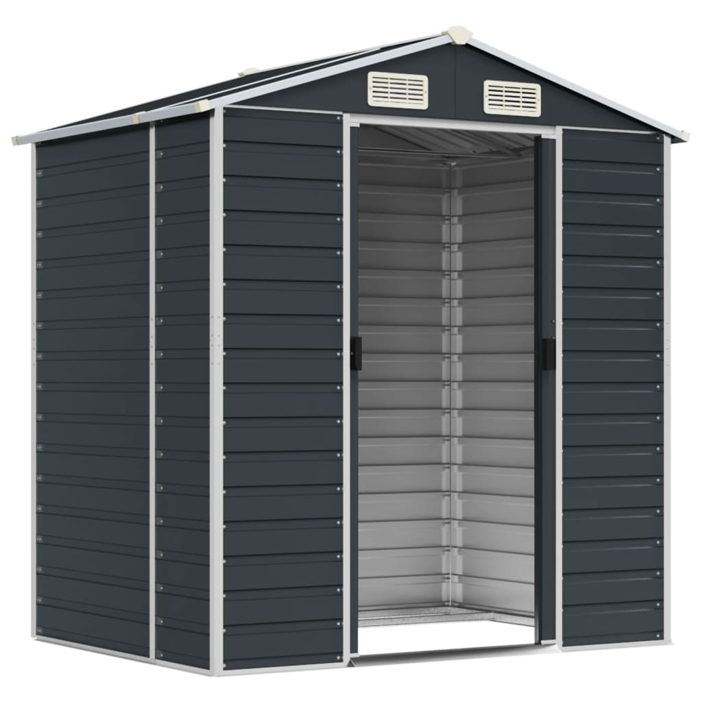 Vidaxl Garden Shed 191x130x198 cm pocinkani jekleni antracit -obarvan