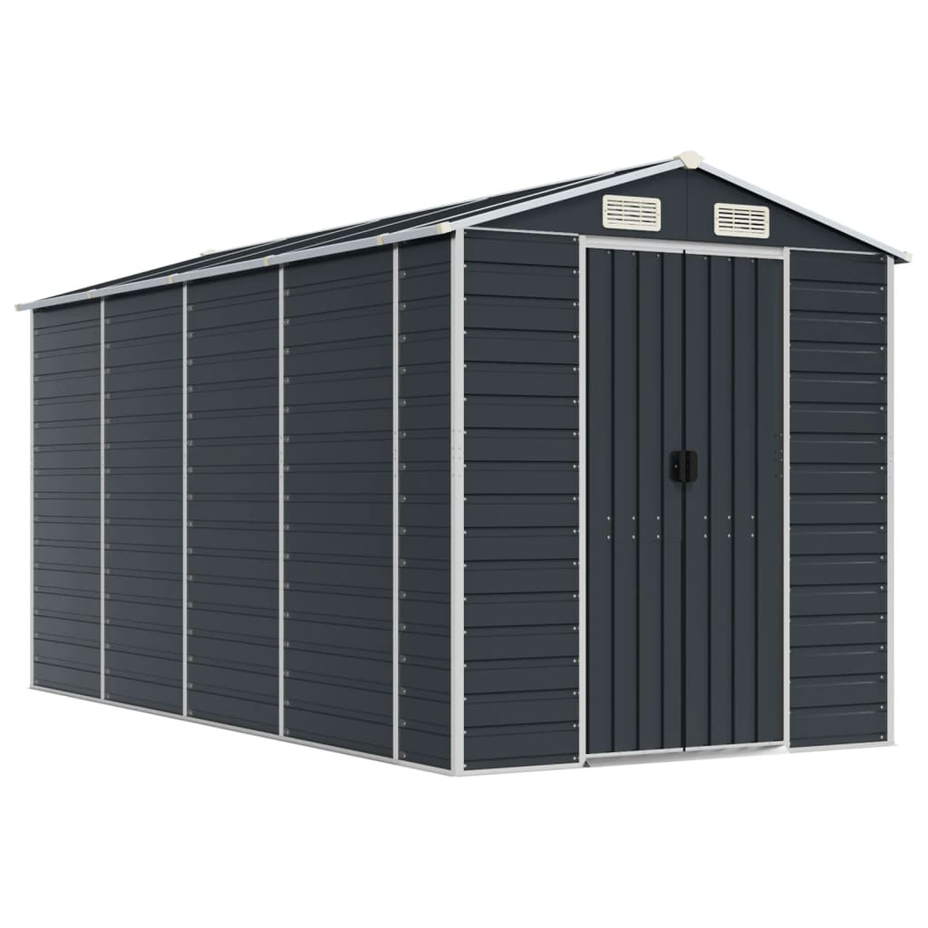 Vidaxl Garden Shed 191x385x198 cm pocinkani jekleni antracit -barvan