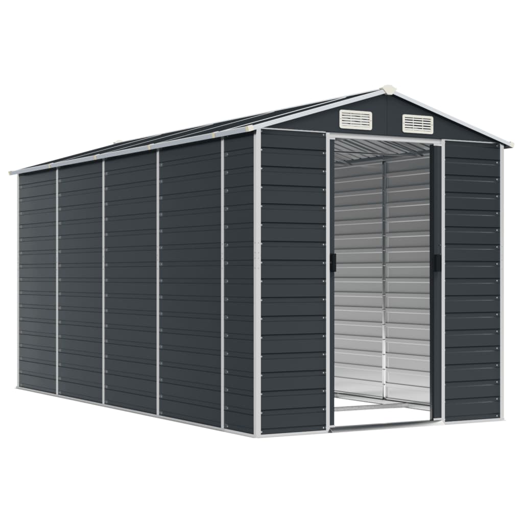 Vidaxl Garden Shed 191x385x198 cm pocinkani jekleni antracit -barvan