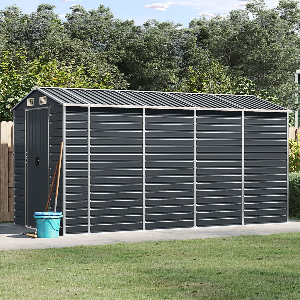 Vidaxl Garden Shed 191x385x198 cm pocinkani jekleni antracit -barvan