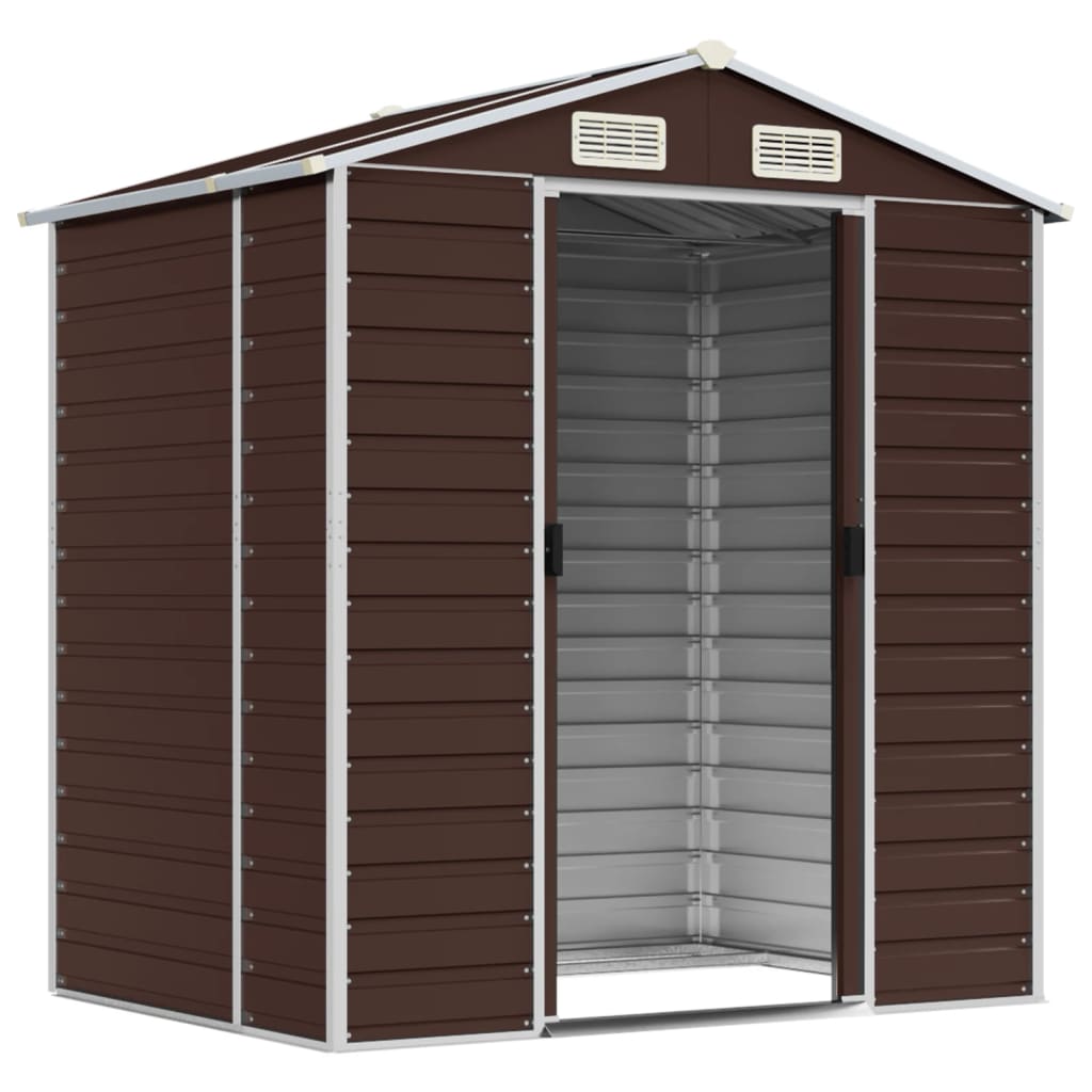 Vidaxl Garden Shed 191x130x198 cm ocynkowana stalowa brąz