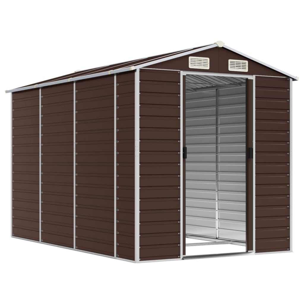 Vidaxl Garden Shed 191x300x198 cm pocinkano jekleno rjavo