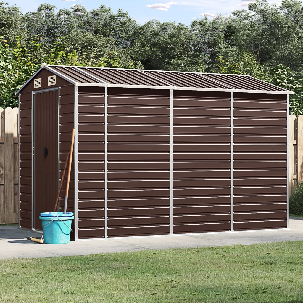Vidaxl Garden Shed 191x300x198 cm pocinkano jekleno rjavo