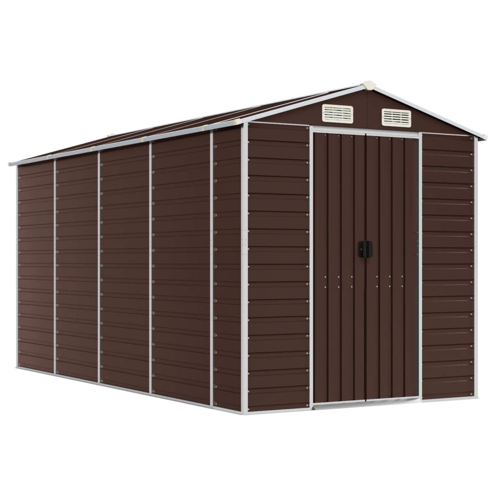 Vidaxl Garden Shed 191x385x198 cm ocynkowana stalowa brąz