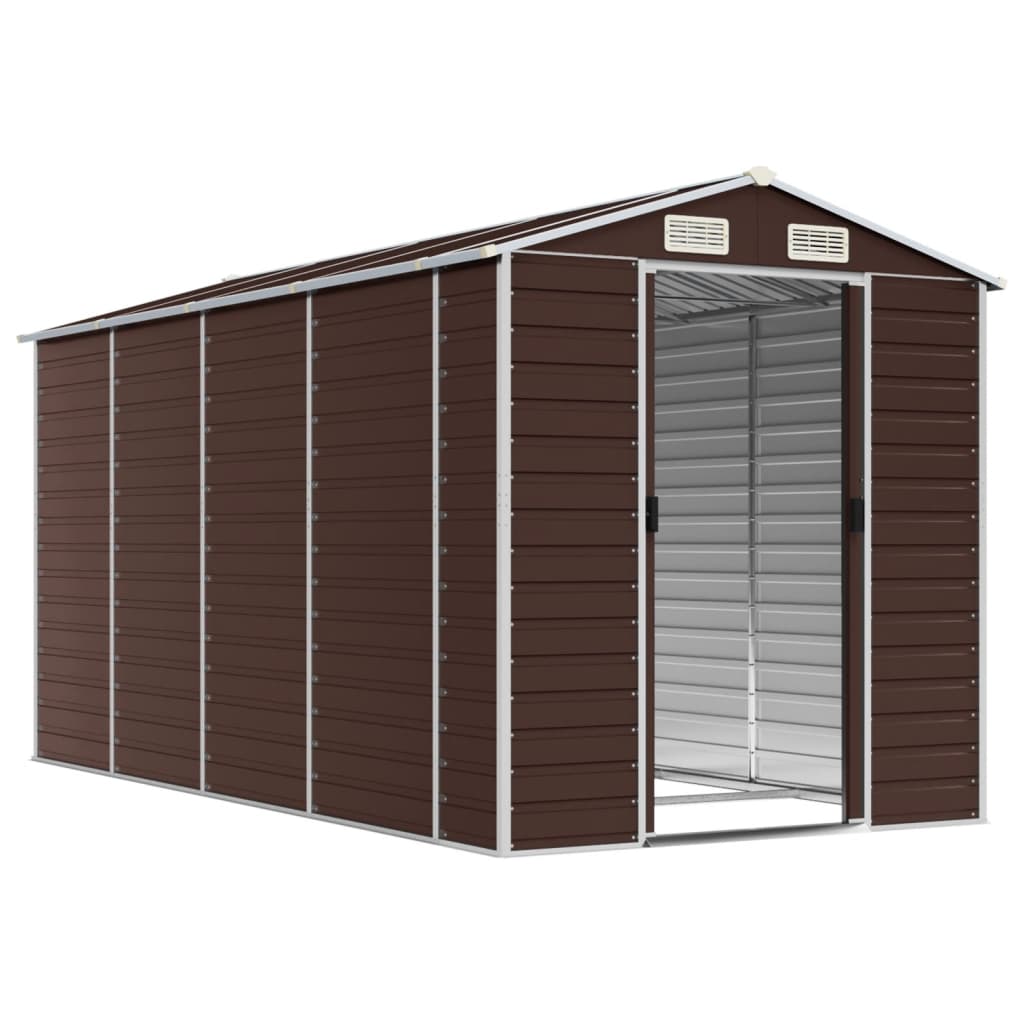 Vidaxl Garden Shed 191x385x198 cm ocynkowana stalowa brąz