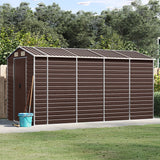 Vidaxl Garden Shed 191x385x198 cm ocynkowana stalowa brąz