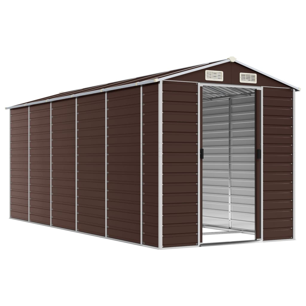 Vidaxl Garden Shed 191x470x198 cm ocynkowana stalowa brąz