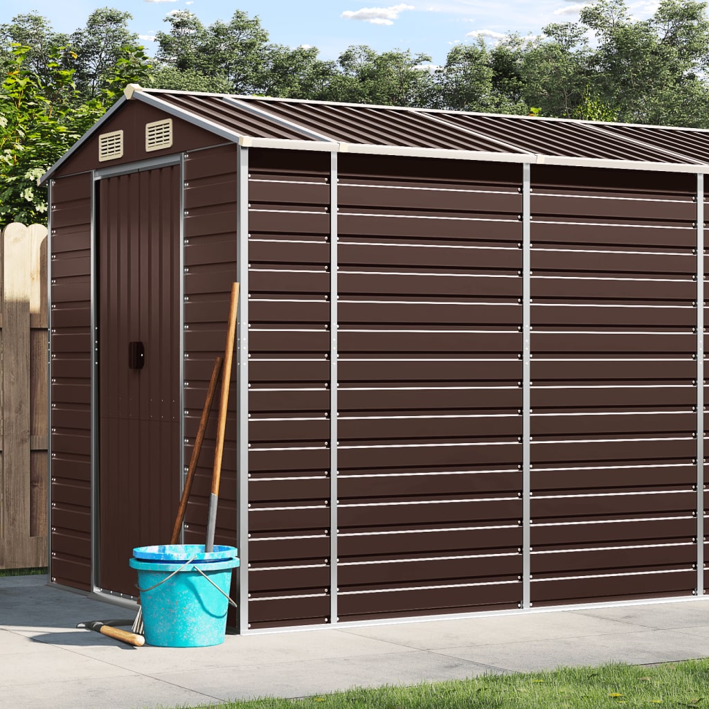 Vidaxl Garden Shed 191x470x198 cm ocynkowana stalowa brąz