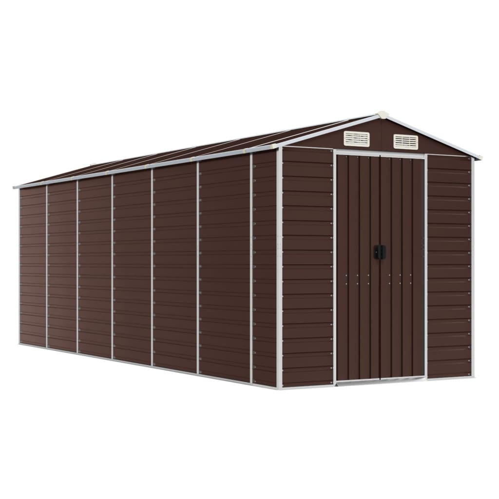 Vidaxl Garden Shed 191x555x198 cm ocynkowana stalowa brąz